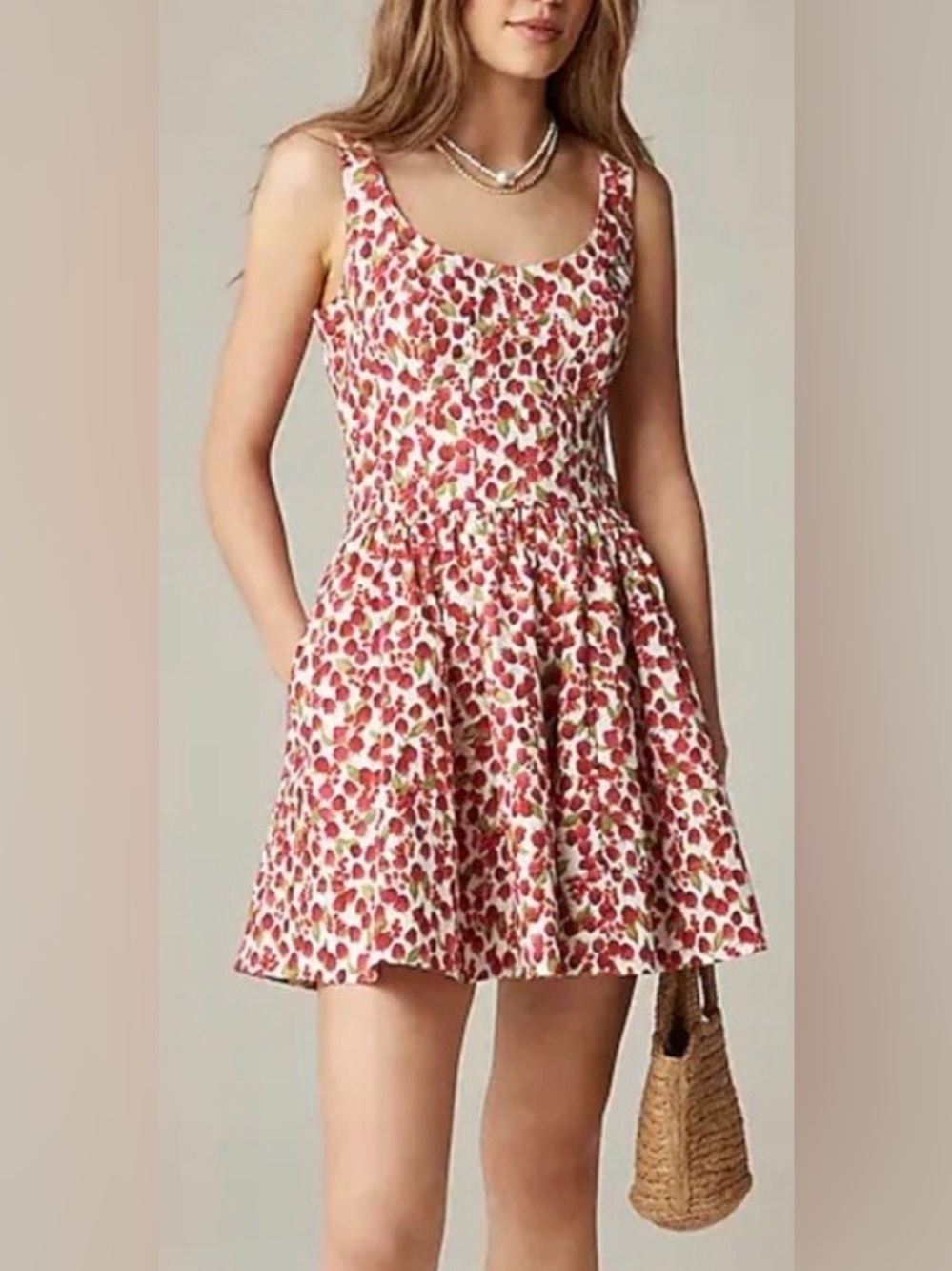 J Crew Raspberry Print Mini Dress NWT Fit & Flare Corset Inspired Cottagecore 10